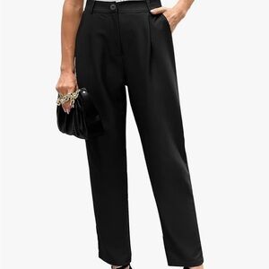 Women’s Casual Work Pants With Pockets Elastic Waist Pants